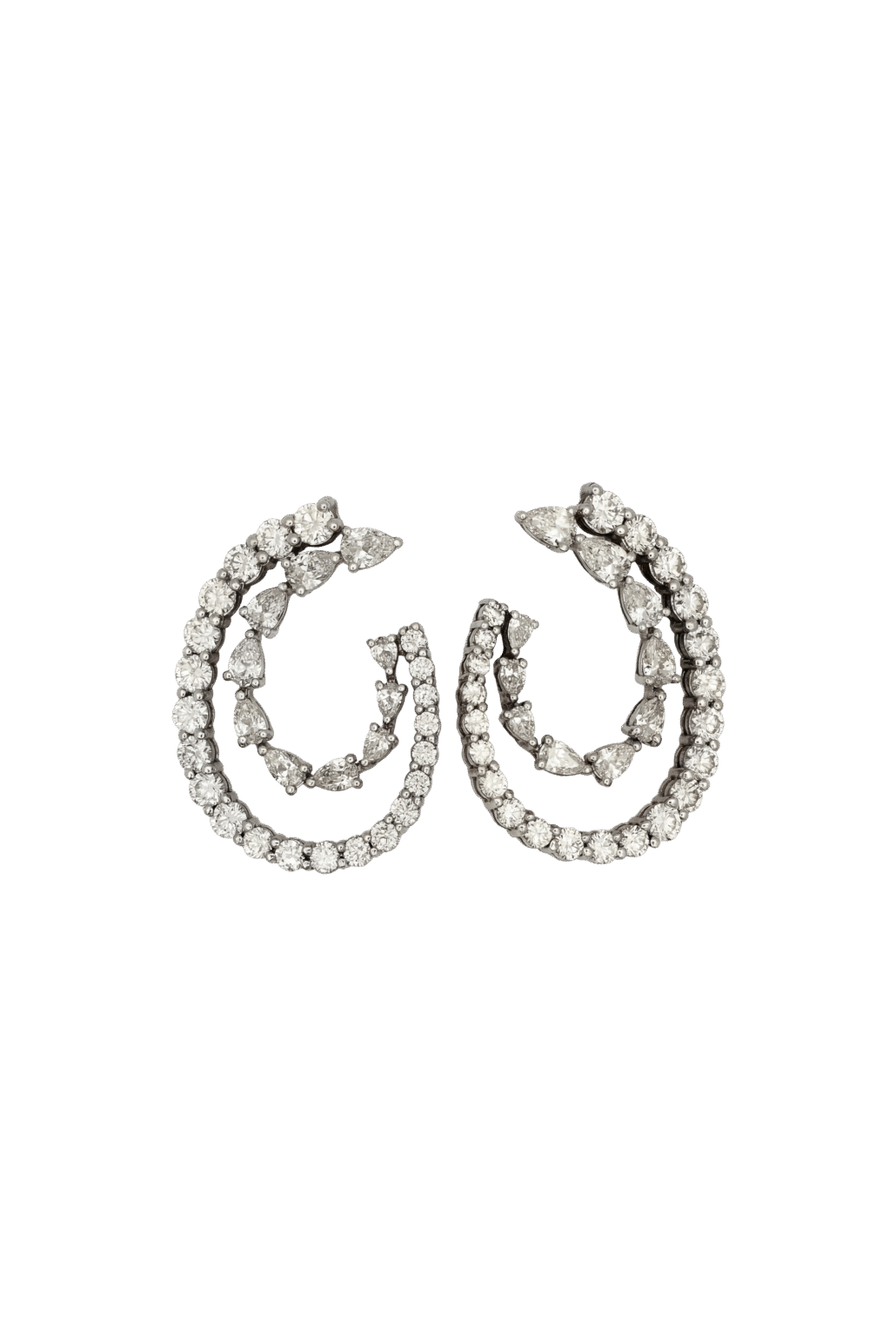 Brinco Pendente Cluster em ouro branco 18k com Diamantes gota